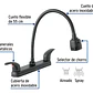 Llave Mezclador Lavaplatos Acero Flexible 8 Pulgadas Negro - Miniatura 3