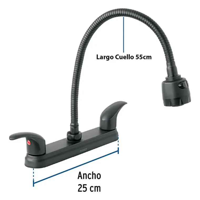 Llave Mezclador Lavaplatos Acero Flexible 8 Pulgadas Negro 4