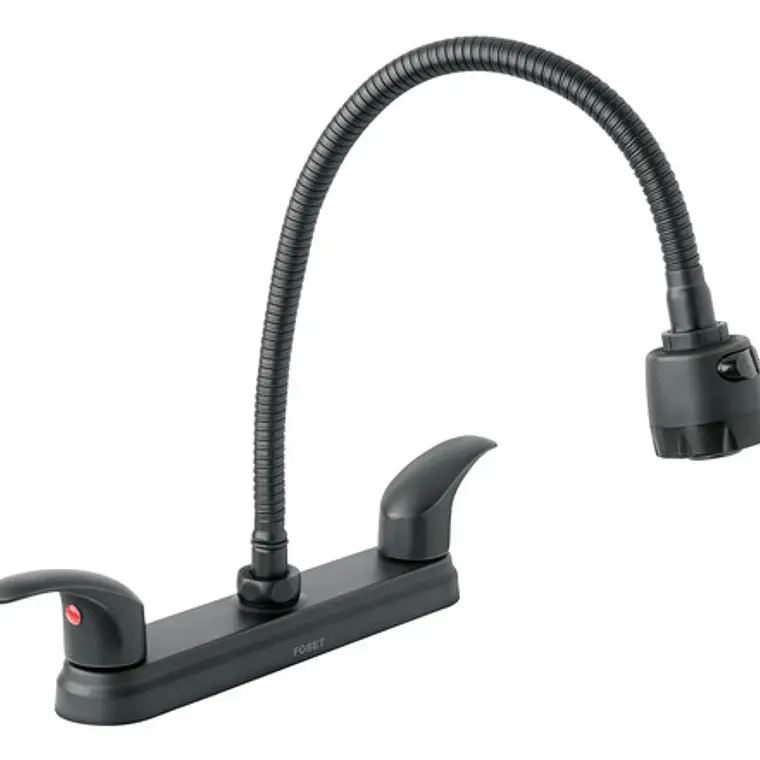 Llave Mezclador Lavaplatos Acero Flexible 8 Pulgadas Negro 5