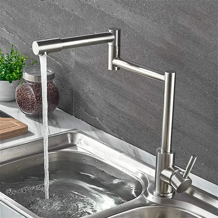 Llave Grifo Lavaplatos Monocontro Escualizable Acero Inox 1