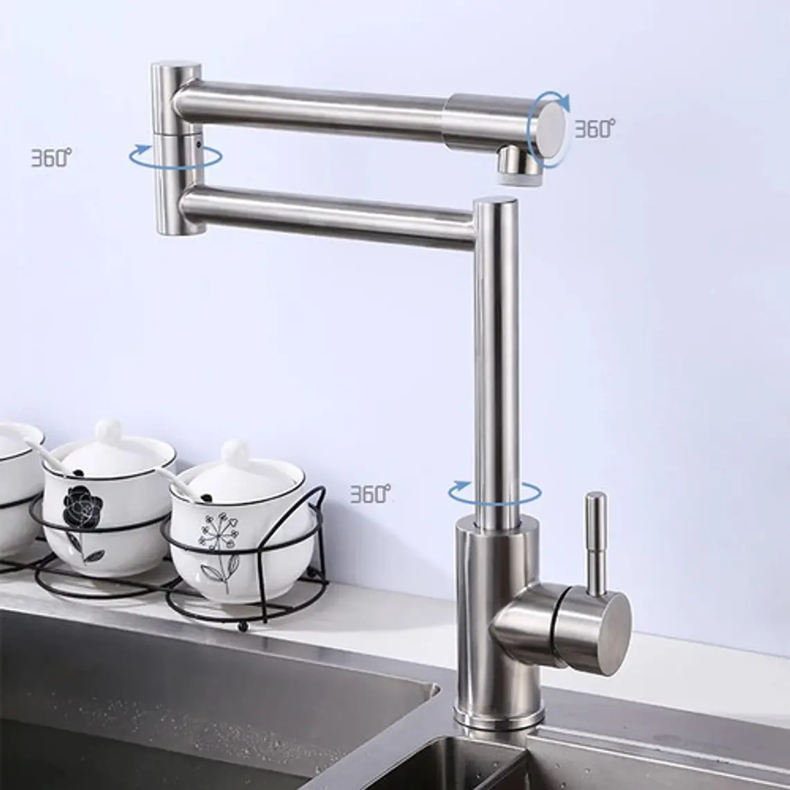 Llave Grifo Lavaplatos Monocontro Escualizable Acero Inox 4