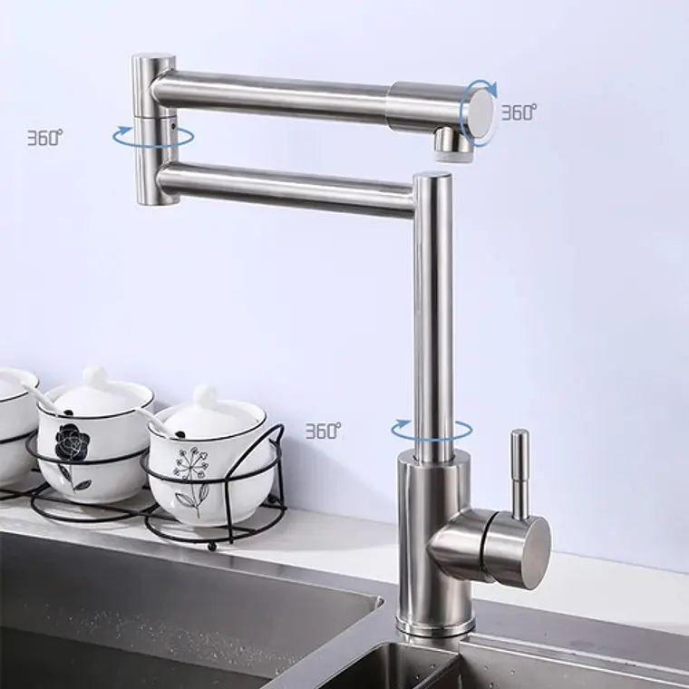 Llave Grifo Lavaplatos Monocontro Escualizable Acero Inox 4