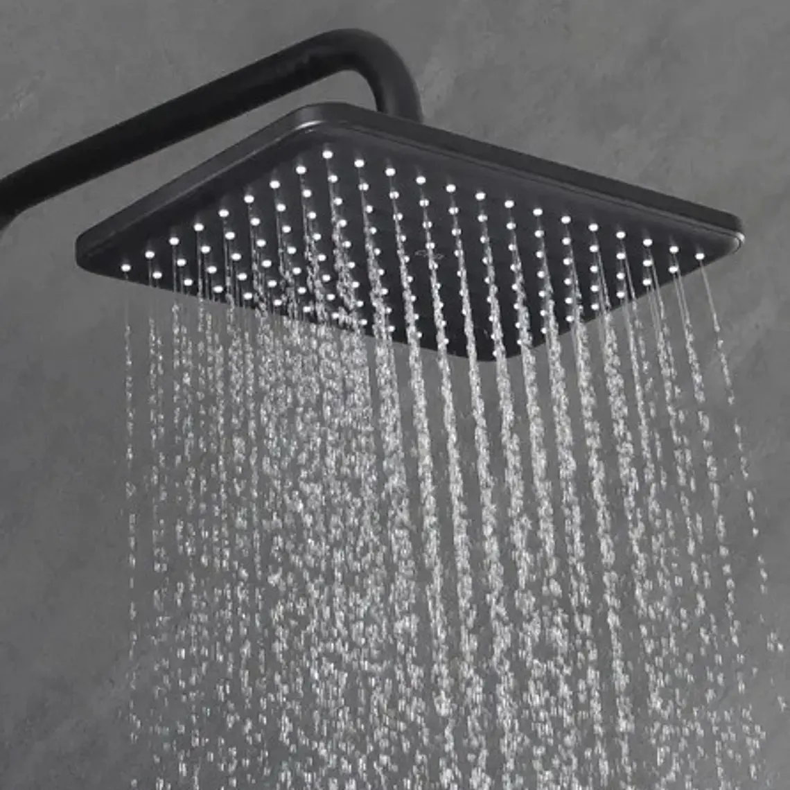 Regadera Ducha Para Baño Rectangular Negro Mate Negro Mate 8
