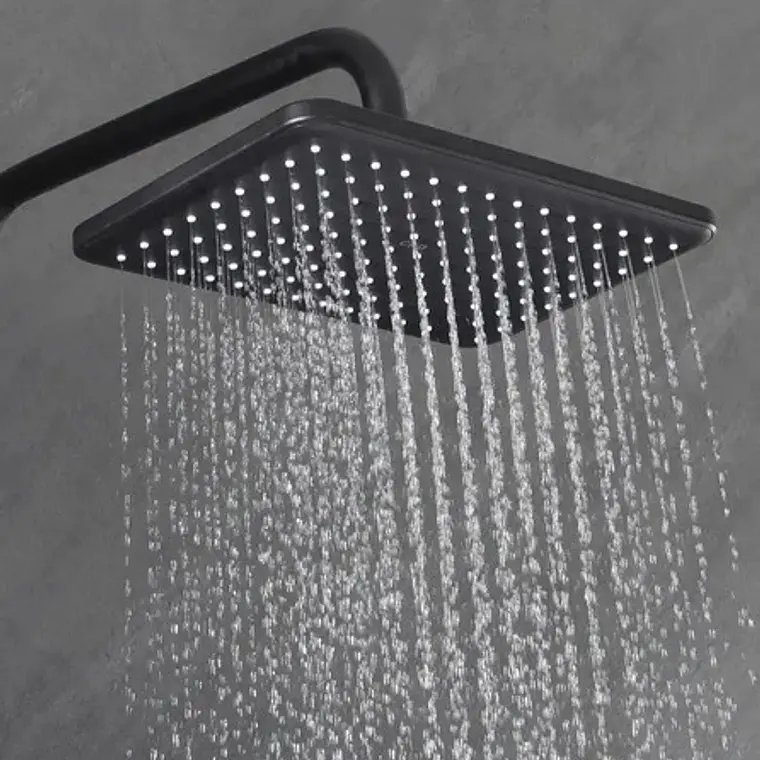 Regadera Ducha Para Baño Rectangular Negro Mate Negro Mate 8
