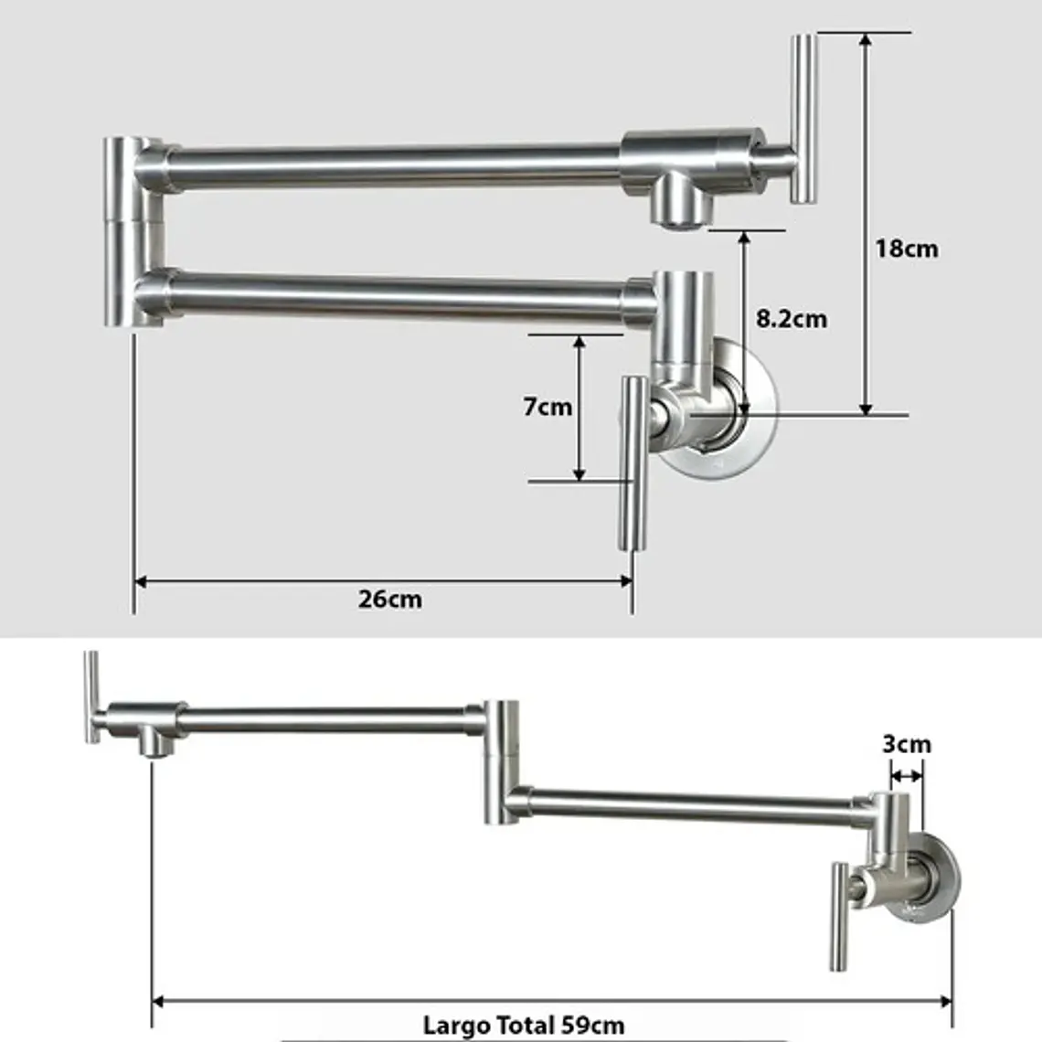 Llave Grifo Llena Ollas Escualizable Acero Inox 304 6