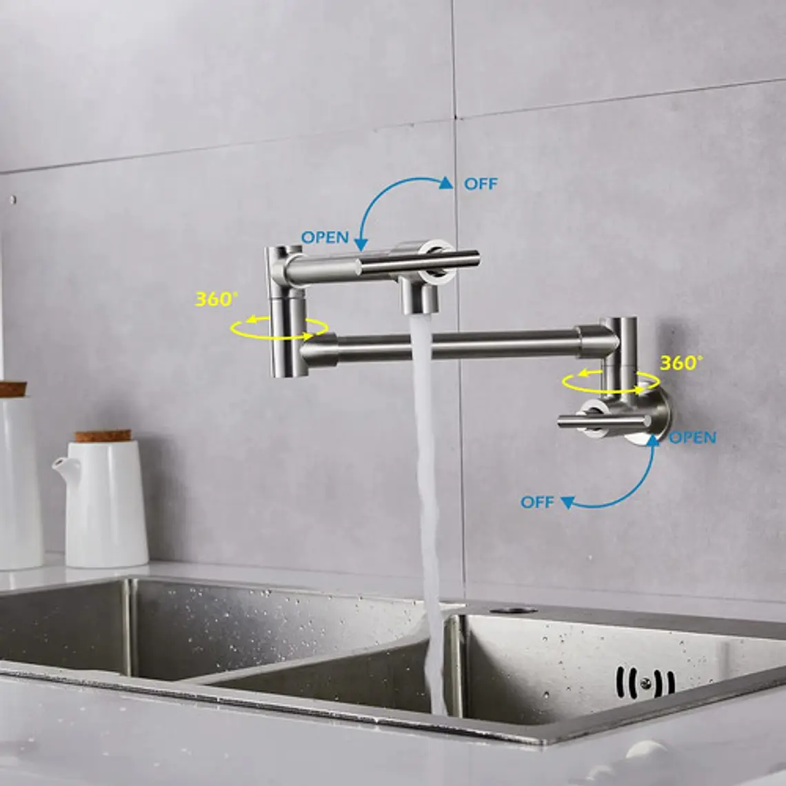 Llave Grifo Llena Ollas Escualizable Acero Inox 304 10