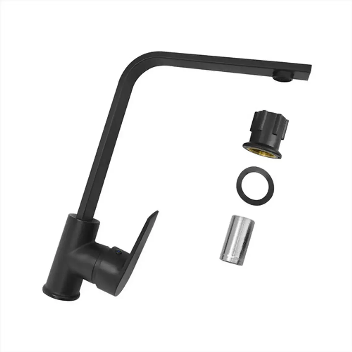 Llave Grifo Lavaplatos Monocontrol En Acero Negro Mate 6
