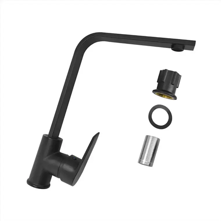 Llave Grifo Lavaplatos Monocontrol En Acero Negro Mate 6