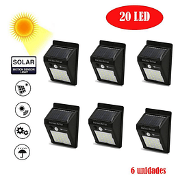 Pack 6 Focos Lámparas Solares Con Sensores De Movimiento 20 Led