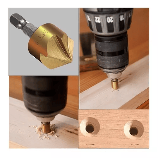 Cortador de agujeros para madera, broca cónica con revestimiento de titanio  HSS, herramientas de perforación, Metal
