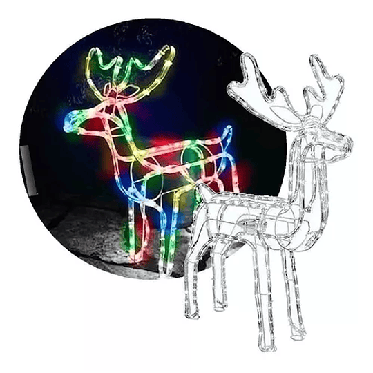Reno Navidad Con Luces Led Colores 95 Cm Alto Sin Movimiento 