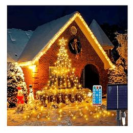 Cortina Solar Árbol De Navidad Con Estrella Cálida