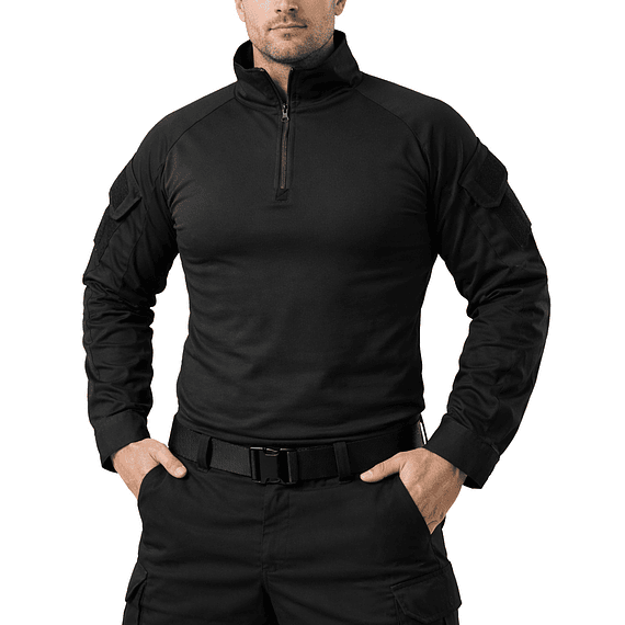 Polera Tactica Manga Larga Negra