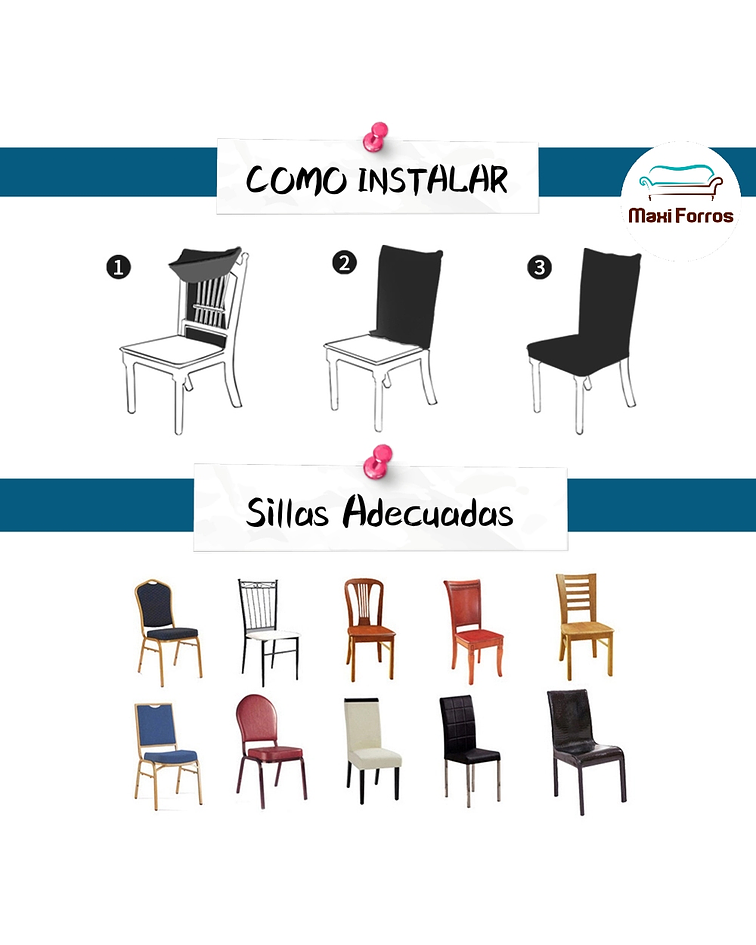 Forro Funda Elástica Para Silla Por 6 Unidades