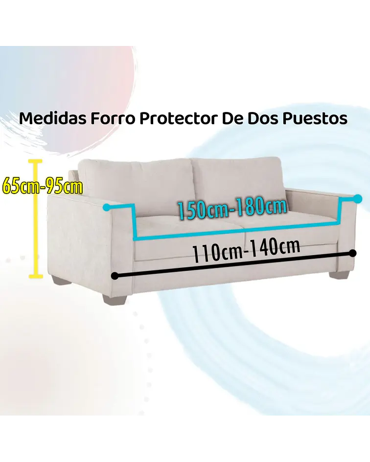 50% OFF Forro Protector Elástico De Dos Puestos Para Sofá Con Brazos