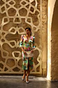 Vestido estampado escote pico tableado cintura - Miniatura 2