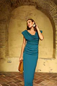 vestido punto seda drapeado largo midi - Miniatura 1