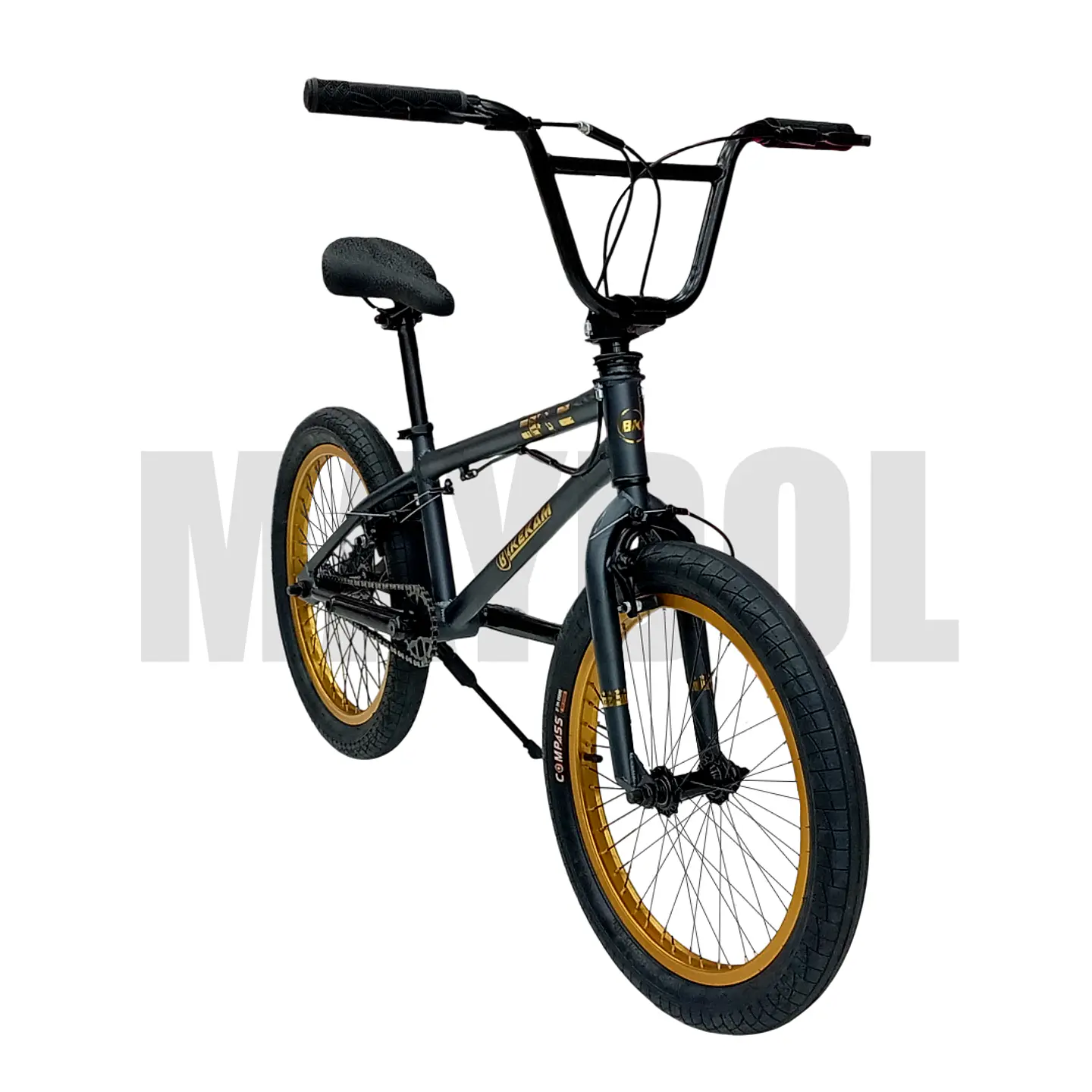 Bicicleta BMX Freestyle de Aluminio con Rotor 360° y 4 Pegs Gris/Dorado 2