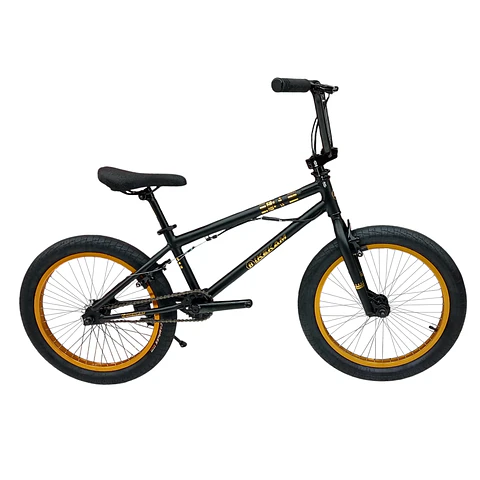 Bicicleta BMX Freestyle de Aluminio con Rotor 360° y 4 Pegs Negro/Dorado