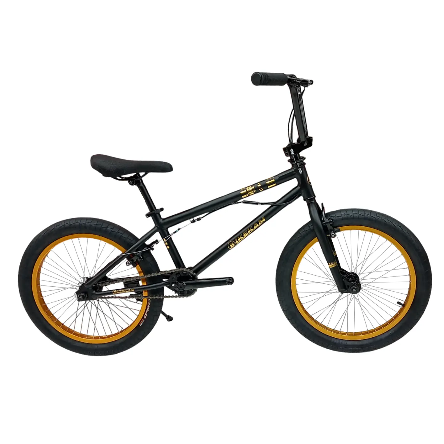 Bicicleta BMX Freestyle de Aluminio con Rotor 360° y 4 Pegs Negro/Dorado 1