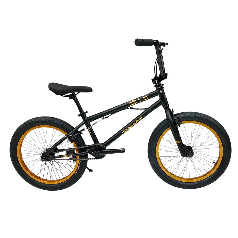 Bicicleta BMX Freestyle de Aluminio con Rotor 360° y 4 Pegs Negro/Dorado 1