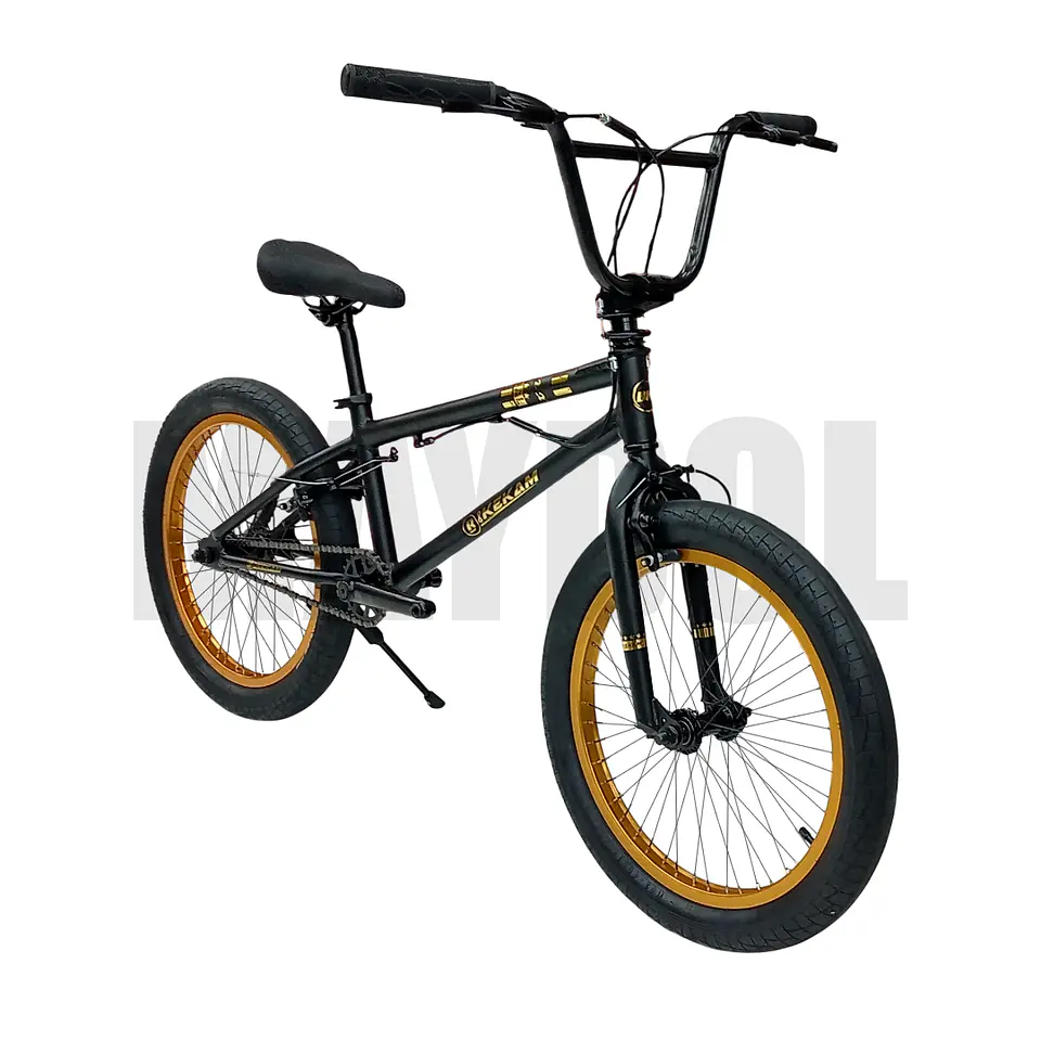Bicicleta BMX Freestyle de Aluminio con Rotor 360° y 4 Pegs Negro/Dorado 2