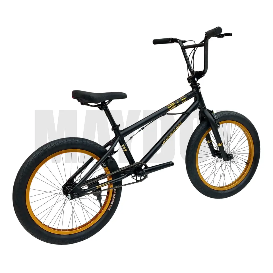 Bicicleta BMX Freestyle de Aluminio con Rotor 360° y 4 Pegs Negro/Dorado 3