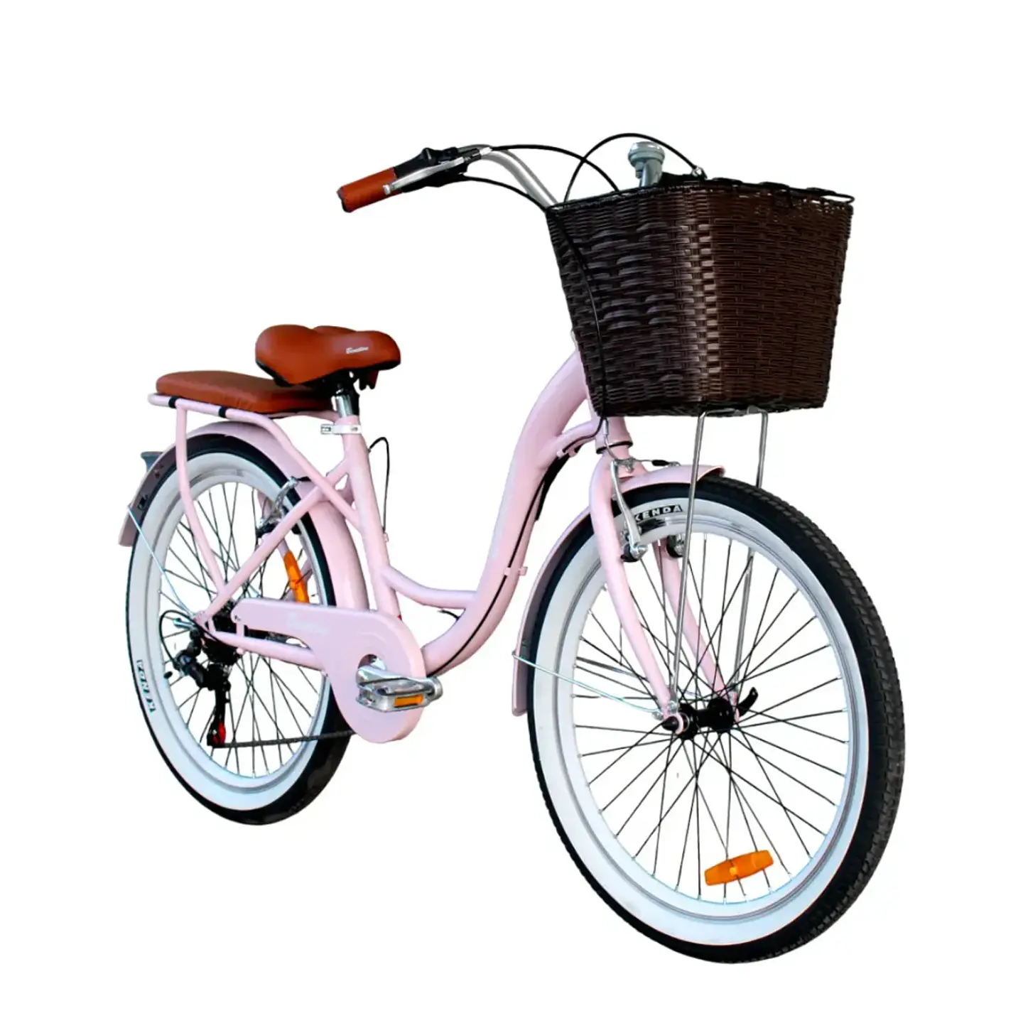 Bicicleta Vintage Aro 24 Rosada con Shimano y Canasta Amplia 2