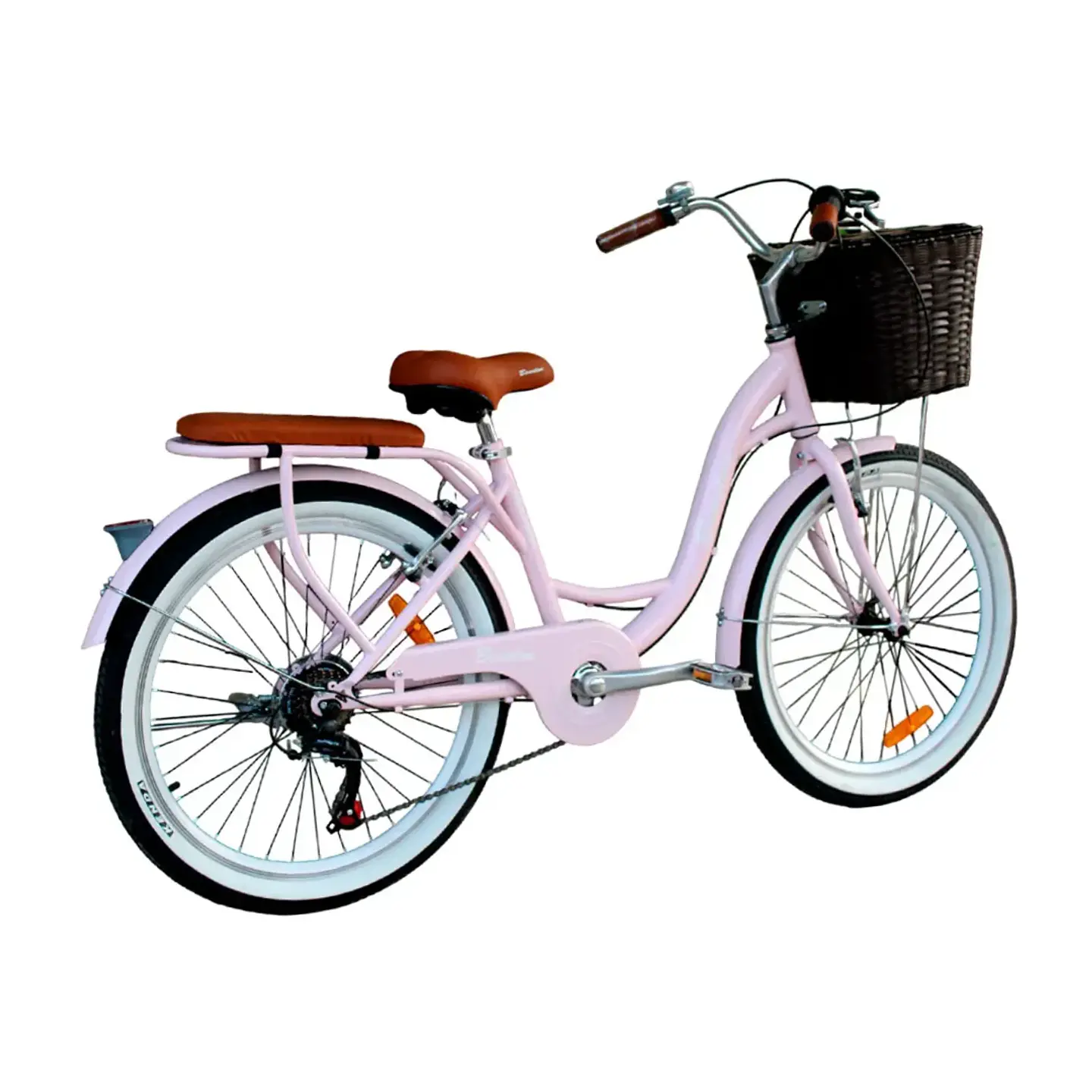 Bicicleta Vintage Aro 24 Rosada con Shimano y Canasta Amplia 3