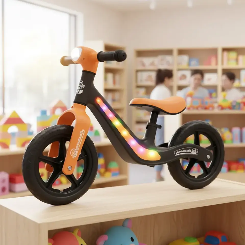 Bicicleta de Equilibrio para Niños con Luces LED y Música Naranja 1