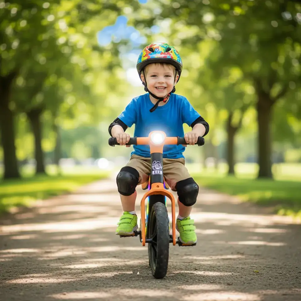Bicicleta de Equilibrio para Niños con Luces LED y Música Naranja 2