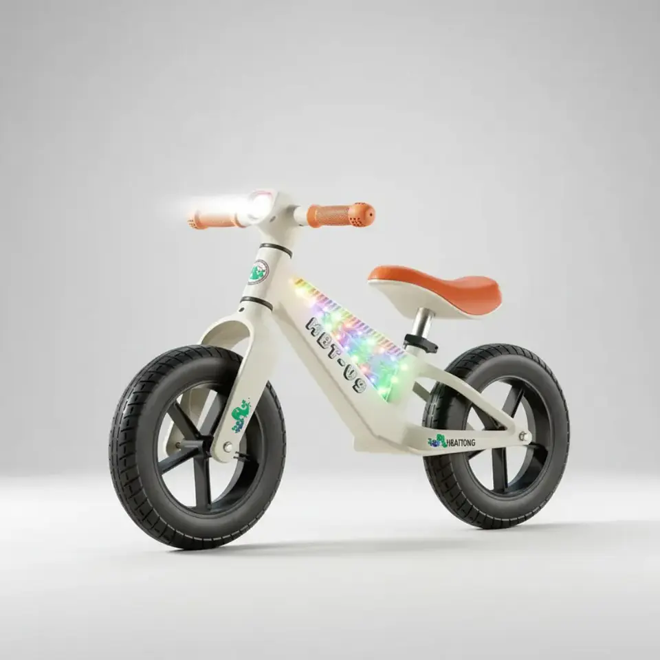 Bicicleta de Equilibrio para Niños con Luces LED y Música Blanca 1