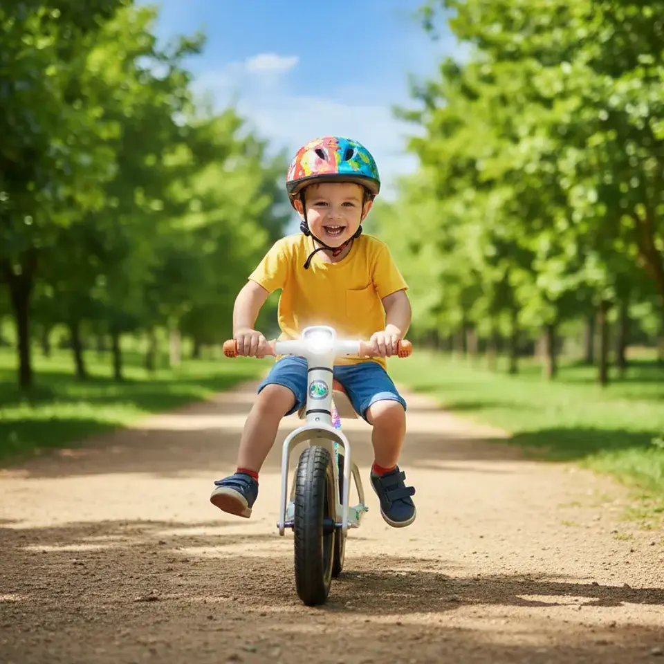 Bicicleta de Equilibrio para Niños con Luces LED y Música Blanca 2