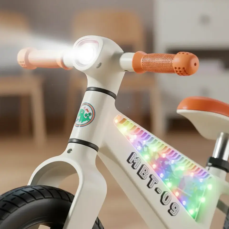 Bicicleta de Equilibrio para Niños con Luces LED y Música Blanca 3
