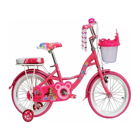 Bicicleta Jazy Aro 16 para Niñas Fucsia con Ruedas Auxiliares y Canasta