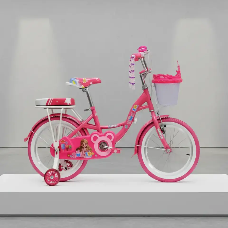 Bicicleta Jazy Aro 16 para Niñas Fucsia con Ruedas Auxiliares y Canasta 2