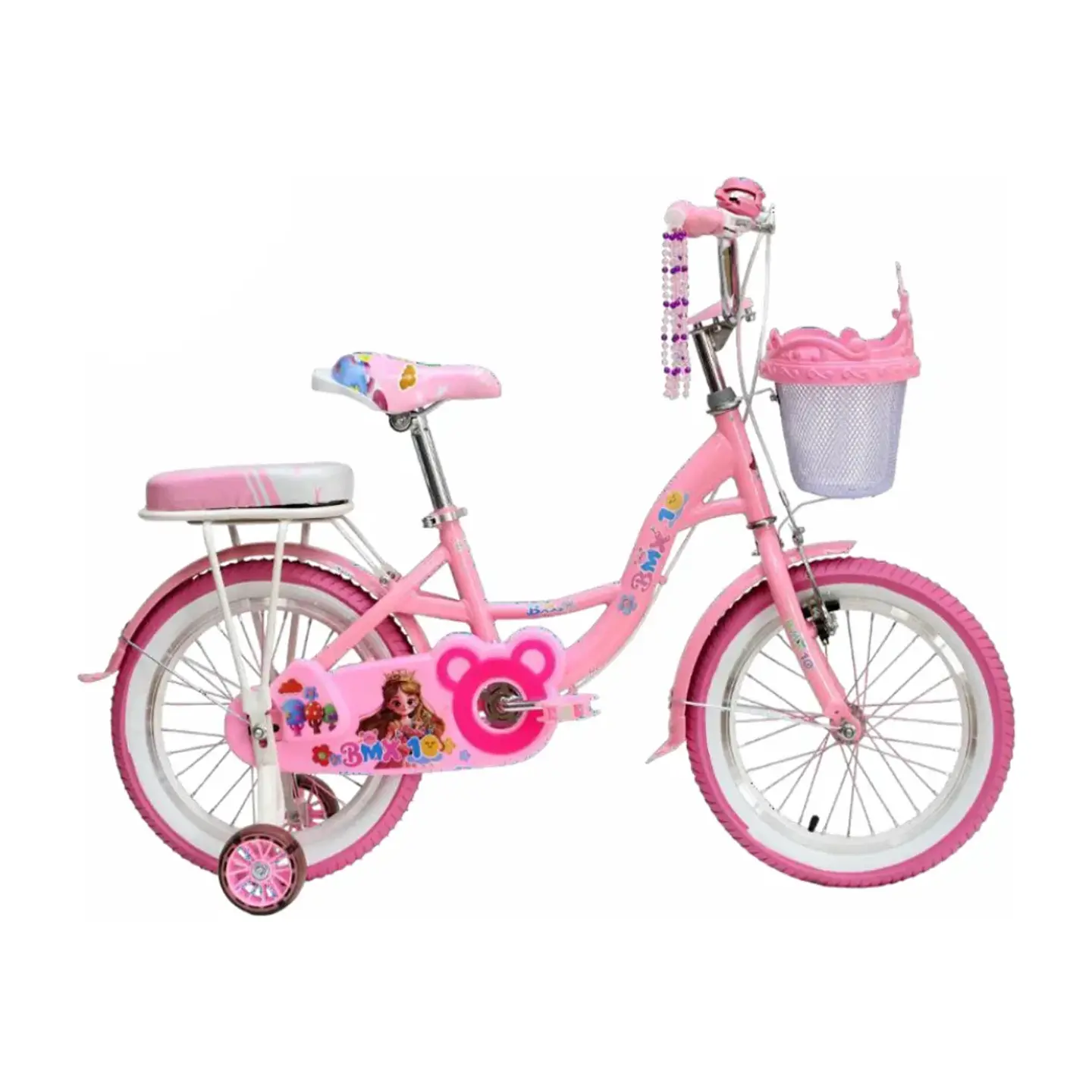 Bicicleta Jazy Aro 16 para Niñas Rosado con Ruedas Auxiliares y Canasta 1