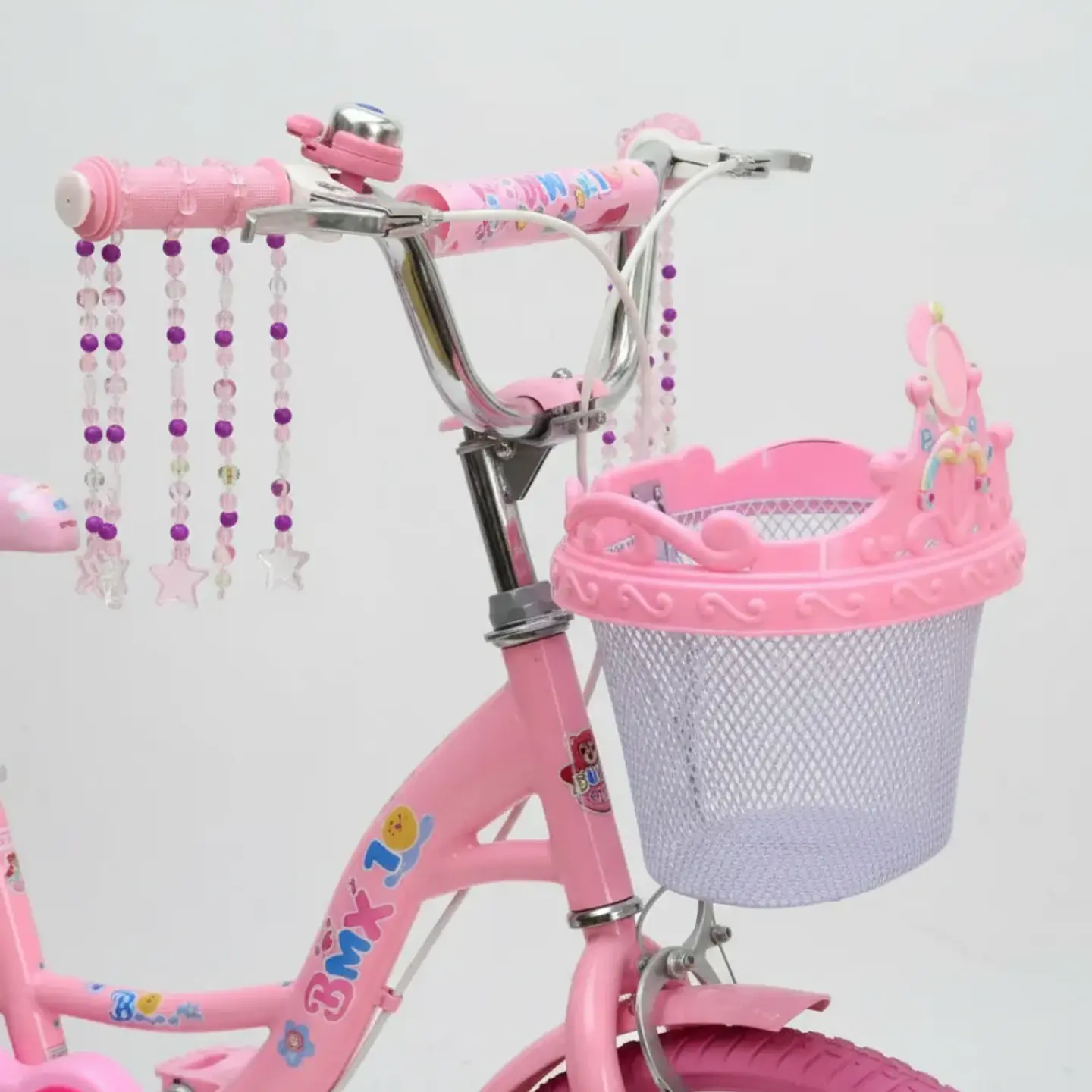 Bicicleta Jazy Aro 16 para Niñas Rosado con Ruedas Auxiliares y Canasta 3