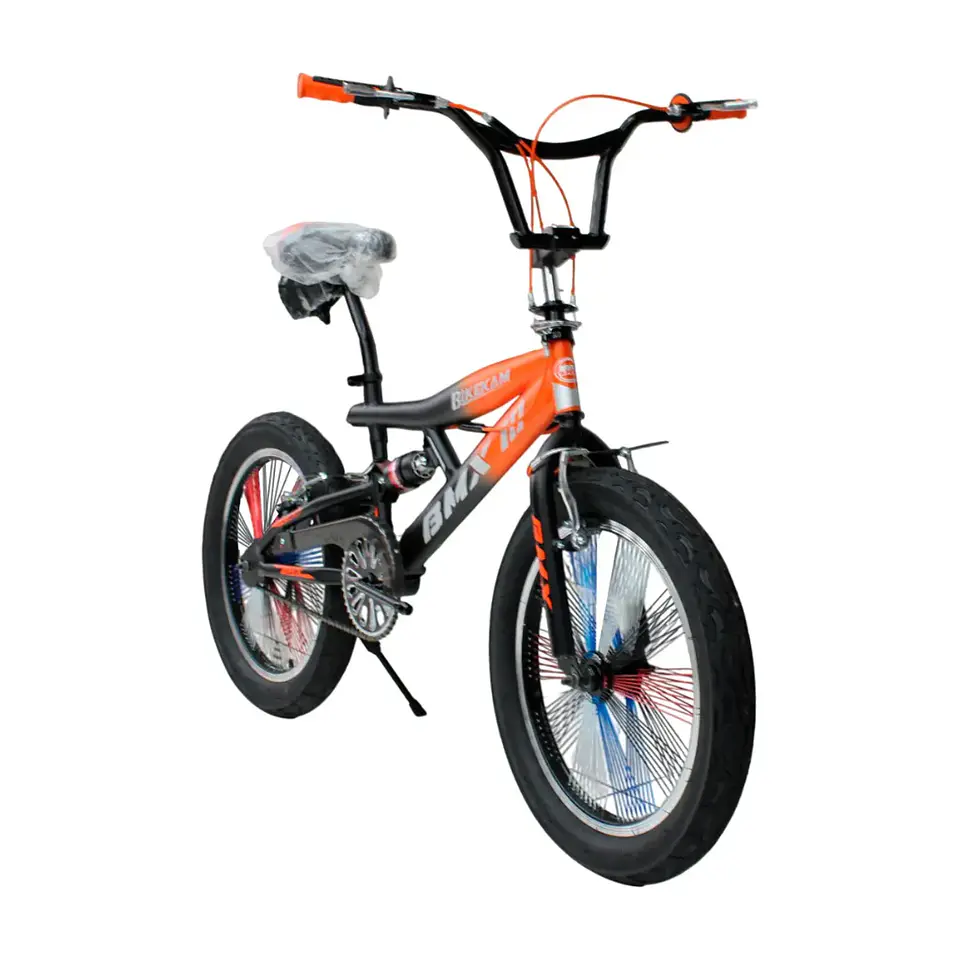 Bicicleta BMX Aro 20 con Suspensión y 4 Pegs Negro/Naranja 2