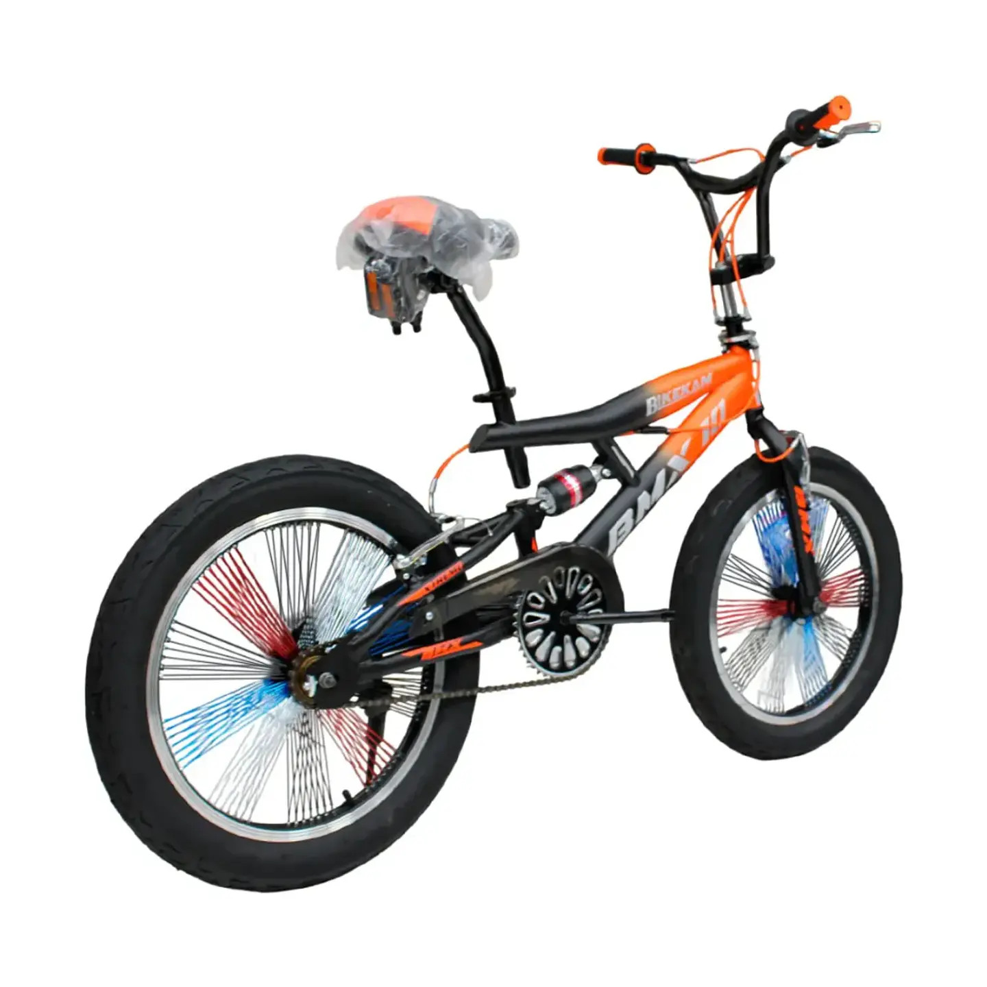 Bicicleta BMX Aro 20 con Suspensión y 4 Pegs Negro/Naranja 3