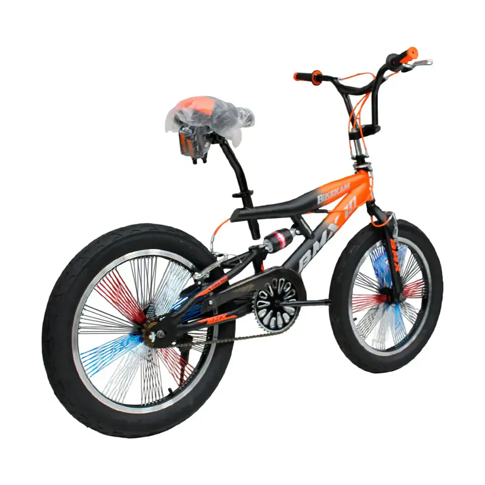 Bicicleta BMX Aro 20 con Suspensión y 4 Pegs Negro/Naranja 3