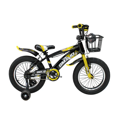 Bicicleta BMX Space Aro 16 para Niños Negro/Amarillo con Ruedas Auxiliares