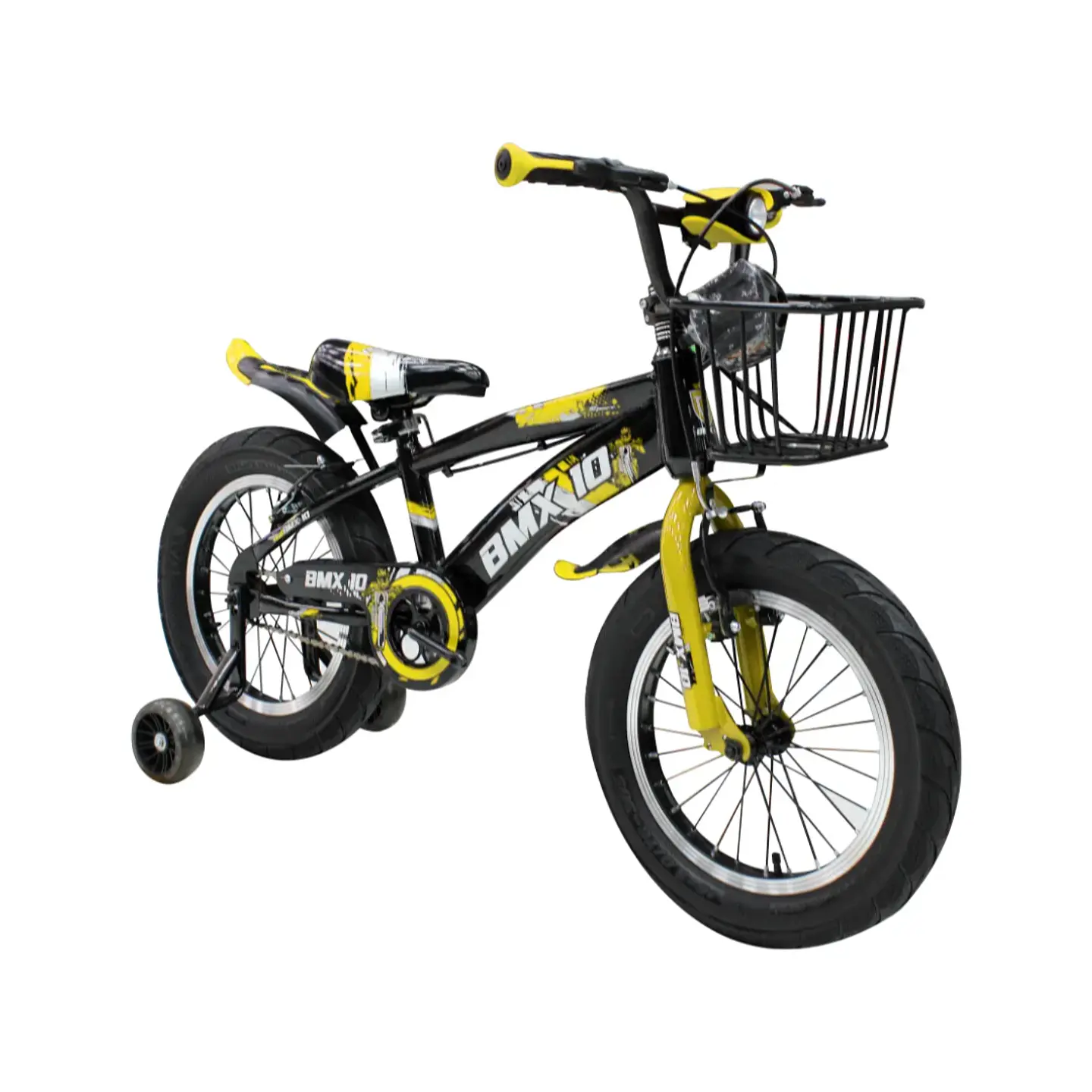 Bicicleta BMX Space Aro 16 para Niños Negro/Amarillo con Ruedas Auxiliares 2
