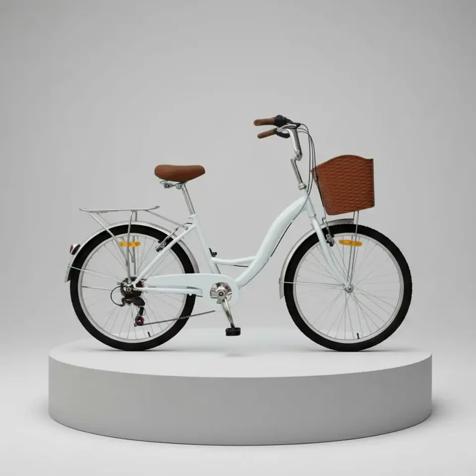 Bicicleta Urbana Lady Aro 24 Gris con Canasta, Parrilla y 7 Velocidades 4