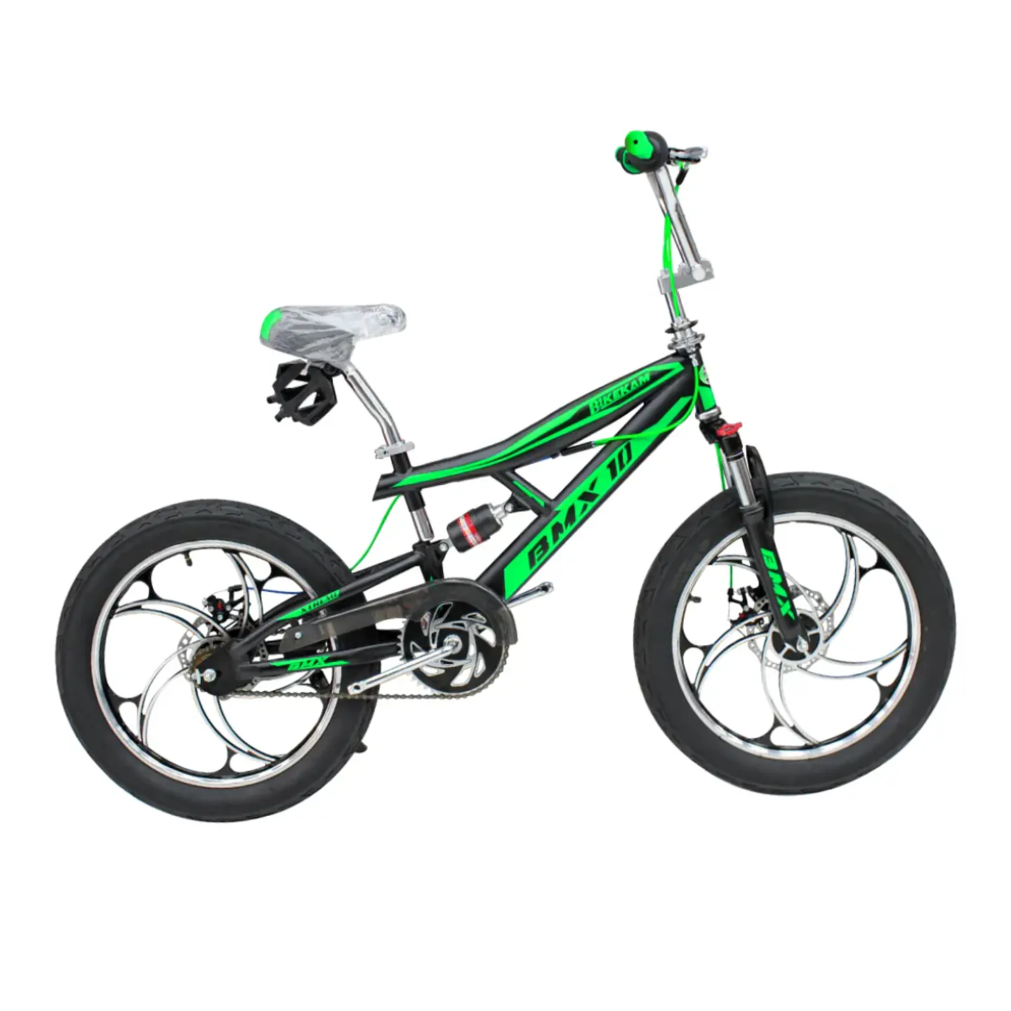 Bicicleta BMX Aro 20 Doble Suspensión con Aros de Magnesio Negro/Verde 1