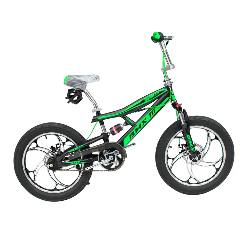 Bicicleta BMX Aro 20 Doble Suspensión con Aros de Magnesio Negro/Verde 1