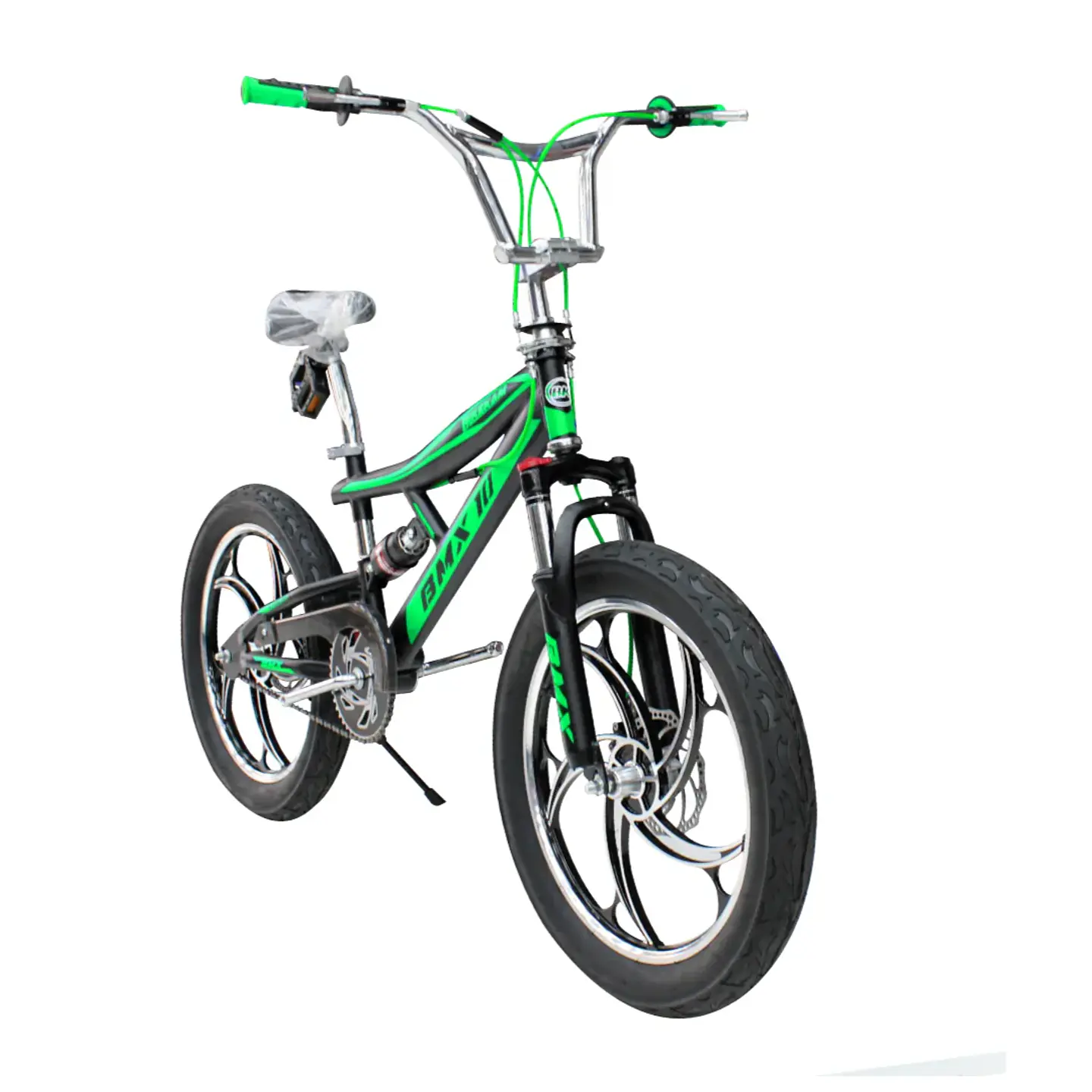 Bicicleta BMX Aro 20 Doble Suspensión con Aros de Magnesio Negro/Verde 2