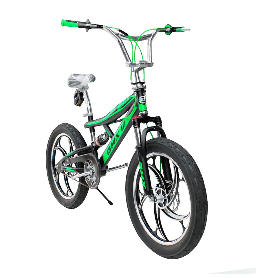 Bicicleta BMX Aro 20 Doble Suspensión con Aros de Magnesio Negro/Verde 2
