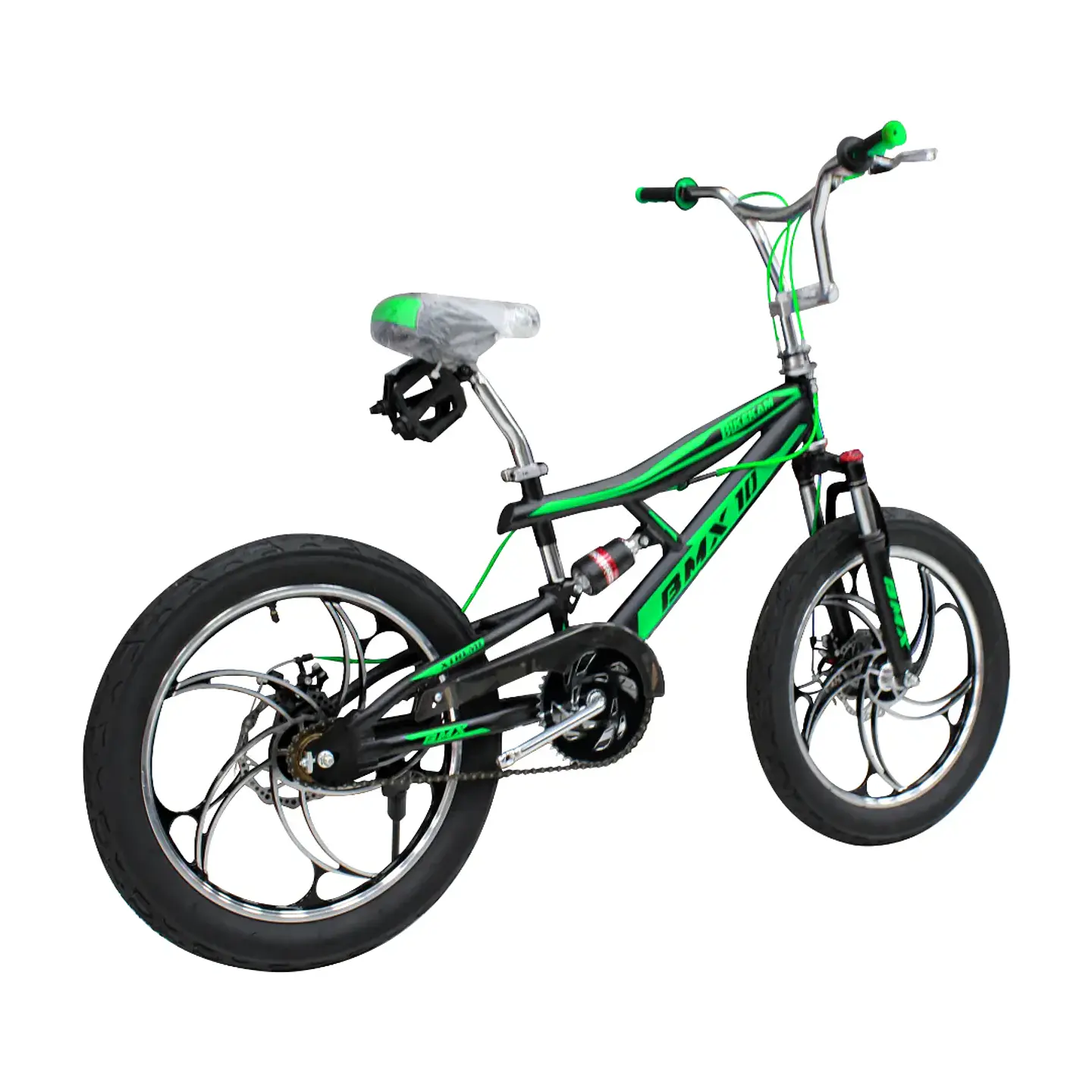 Bicicleta BMX Aro 20 Doble Suspensión con Aros de Magnesio Negro/Verde 3
