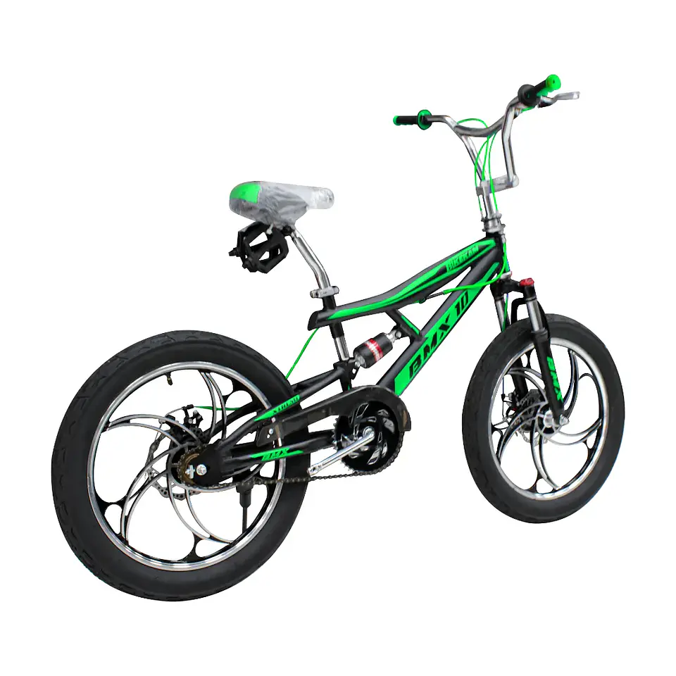 Bicicleta BMX Aro 20 Doble Suspensión con Aros de Magnesio Negro/Verde 3